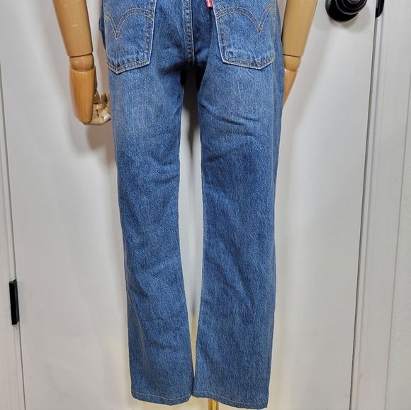 Levi’s Premium Denim Overalls Women’s XS Blue Jean Adjustable Strap Vintage - Picture 7 of 12